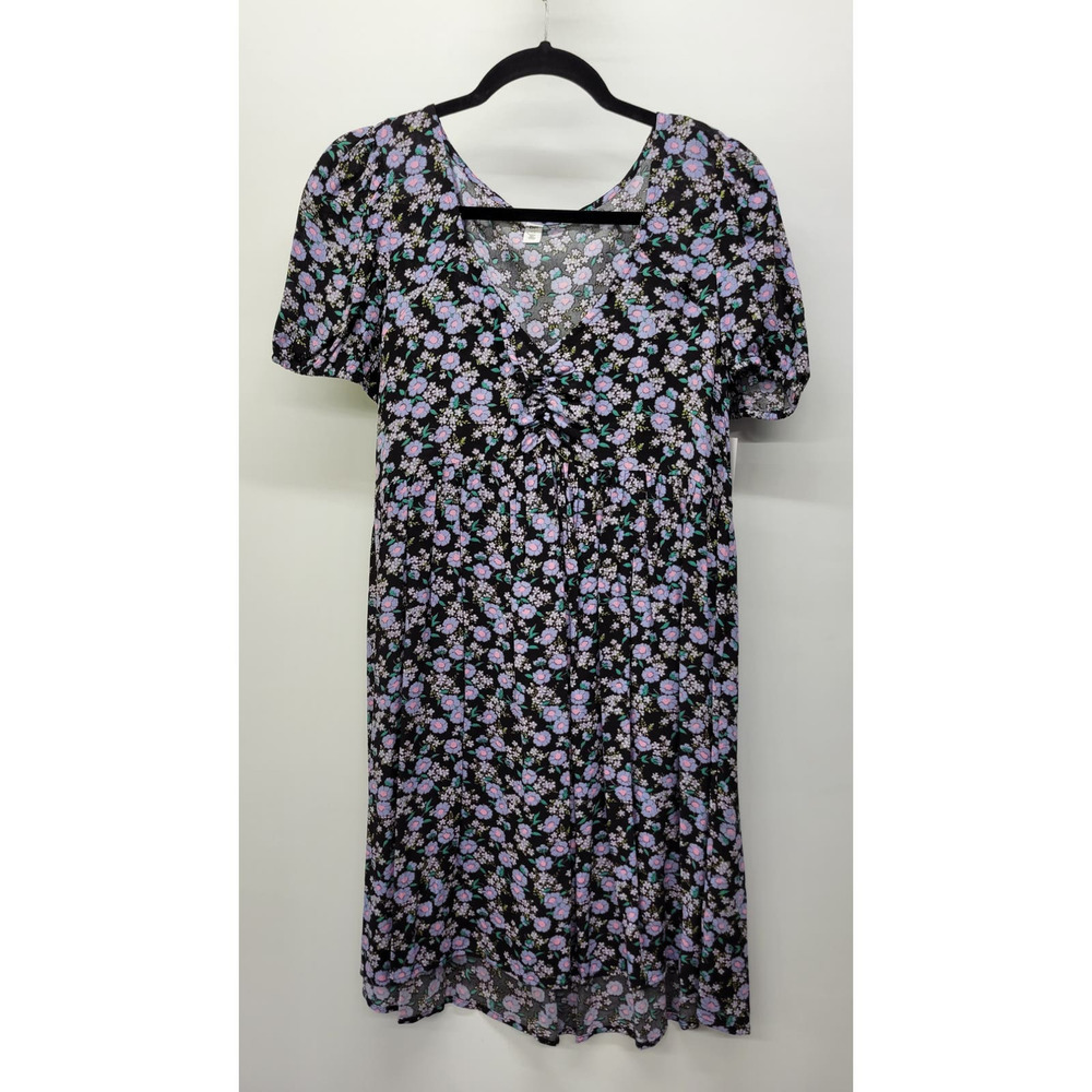 BP. Floral Pleated V-Neck Mini Babydoll Dress